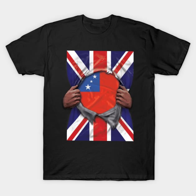 Samoa Flag Great Britain Flag Ripped - Gift for Samoan From Samoa T-Shirt by Country Flags